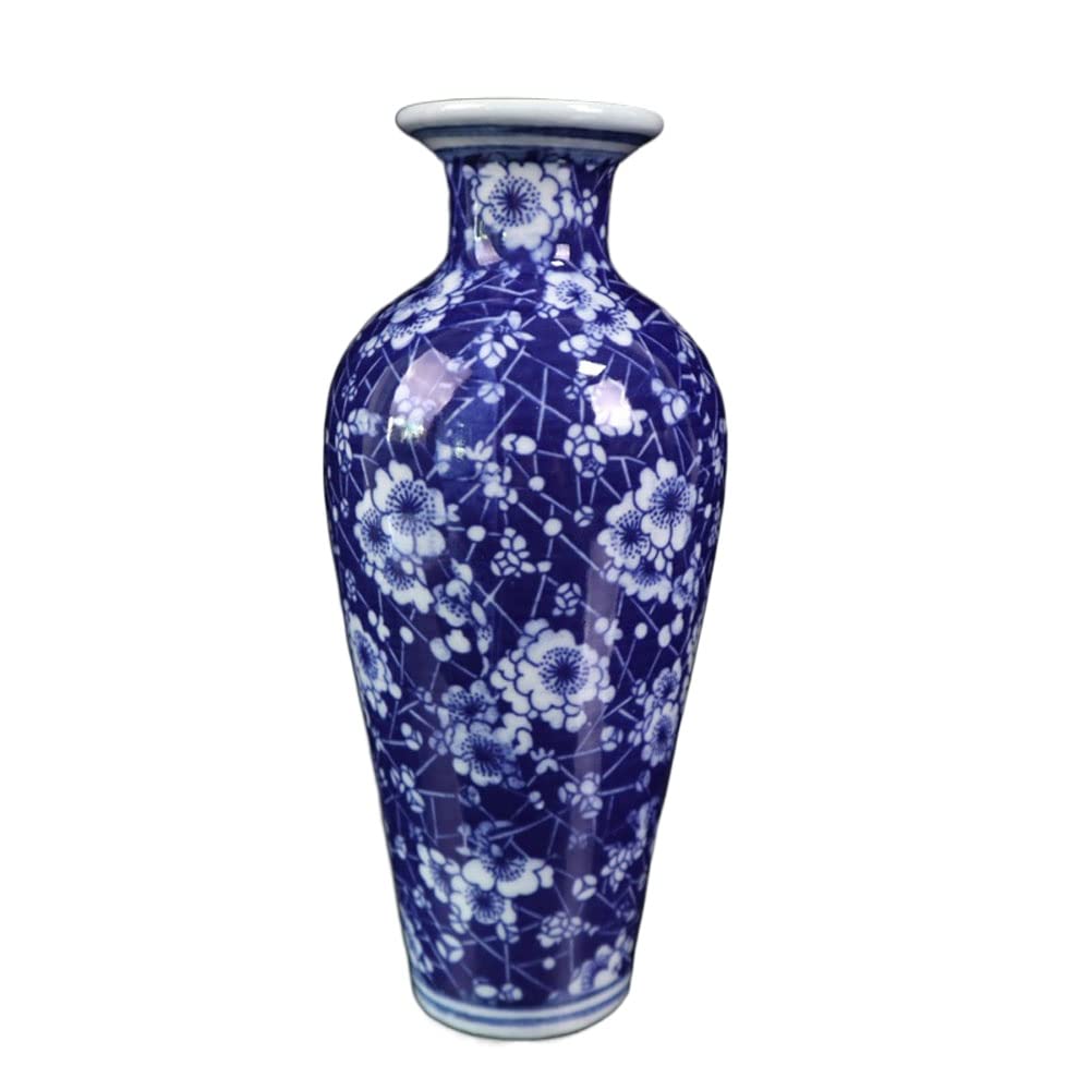 asdchZen Distressed Antique Blue And White Porcelain Ice Plum Vase Chinese Style Study Porcelain Decoration Ceramic Craft