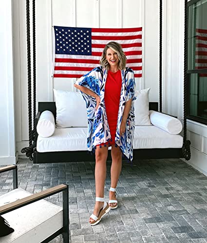 Moss Rose Women's Beach Kimonos Tops Blouses Swimsuit With Bohemian Floral Print Cover Up Cardigant Shawl #TOP1