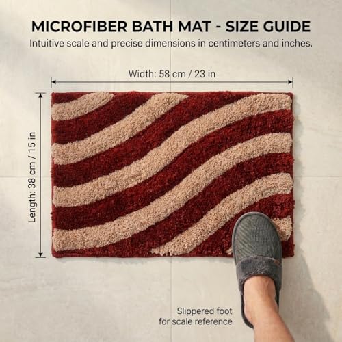 Image of Super Soft Microfiber 2800 GSM Bathroom Mat - Anti Skid, Quick Dry, Water Absorbent, Machine Washable - Floor Mat for Bedroom, Living Room, Doormat for Home (38 x 58 cm), Brown