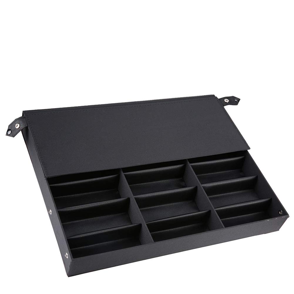 GOTOTOP Brillenbox mit 18 Fächern, Sonnenbrillenaufbewahrung mit Staubschutz, Präsentationsvitrine, Brillenständer, 47 x 37 x 6 cm