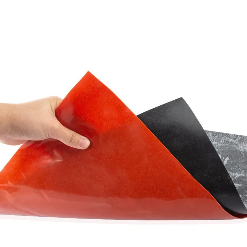 Dicke 1–5 mm, Größe 500 x 500 mm, rutschfeste Stoßdämpfung und hochtemperaturbeständige Dichtungsverarbeitung, Silikonkautschukplatte,(Red,3mm)