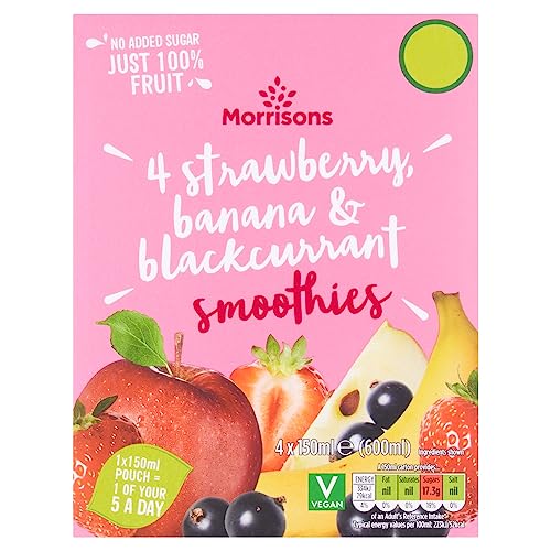 Morrisons Strawberry Banana & Blackcurrant Smoothies 4 x 150ml