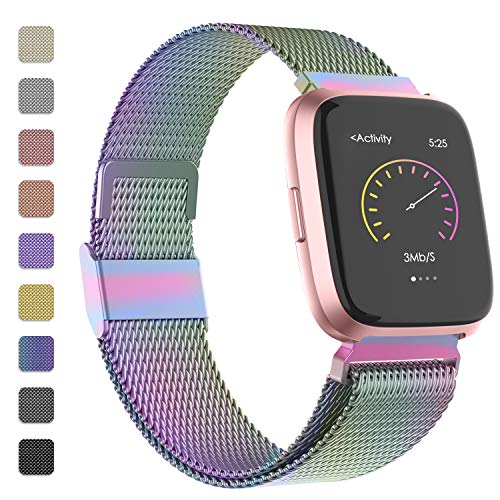 iGK Metal Replacement Bands Compatible for Fitbit Versa/Versa Lite Edition/Versa 2, Stainless Steel