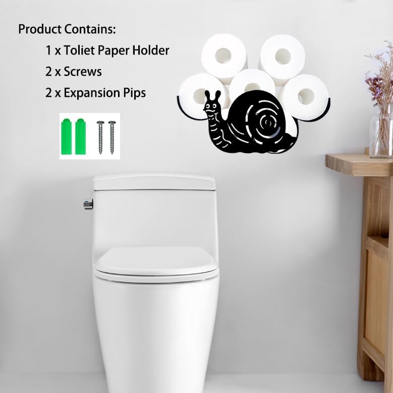 Miniatura 4 de Portarrollos de papel higiénico decorativo de caracol montado en la pared, soporte de papel higiénico para decoración de baño, organizador de