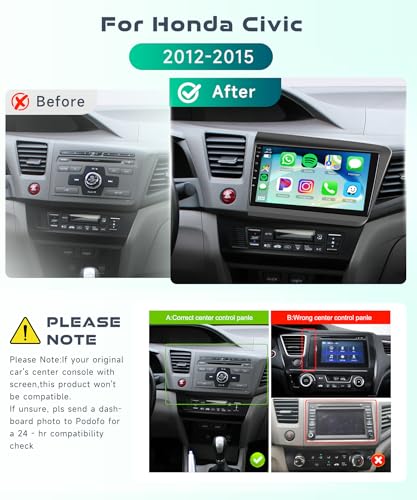 Image of [4+64G] Android 15 Car Radio for Honda Civic 2012 2013 2014 2015