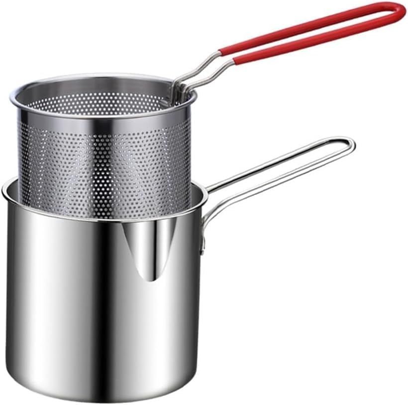 Rexez 1200ml Stainless Steel Deep Frying Pot with Basket and Long Handle, Deep Fryer Pot Fryer For French Fries, Shrimp, Fish, Chicken Wings, Boiling Butter, Gravies, and Pasta - (Silver)-image-14