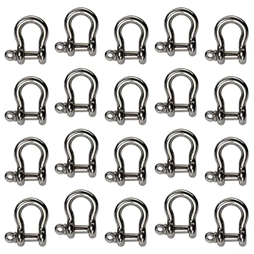 US Cargo Control 3/16 Inch Stainless Steel Type 316 Screw Pin Anchor Shackles in a 20 Pack - Each with a 0.325 Ton Capacity