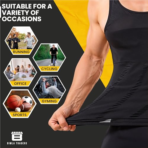 Image of Men's Slimming Body Shaper Vest | Compression Tummy Tucker for Belly Fat | Stretchable Abs Slimmer Tank Top | Corset for Gym, Workout & Weight Loss Fitness