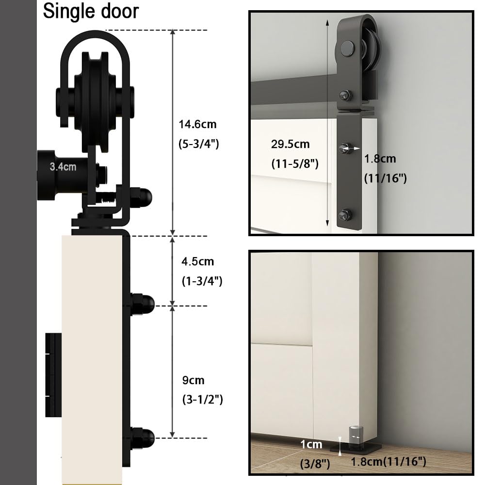 TSMST 76,3 cm/2,5 ft system drzwi składanych przesuwnych, kompletny zestaw, oszczędzający miejsce zestaw szyny do drzwi stodoły dla 2 drzwi, podstawowy styl, gładkie i ciche (bez drzwi)