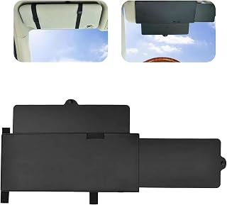 MLY 1PC Car Visor Extender, 12.2" x 5.9" Sun Shade Extender, Waterproof Retractable Visor Light Blocker, Fit for Windshield and Side Windows, Universal Sunshade Accessories for Car Truck SUV (Black)