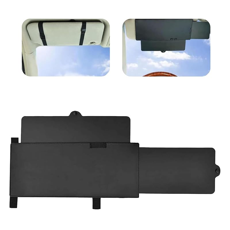 Extensor de Para-Sol Automotivo Retrátil MLY Preto para Carro, Caminhão e SUV, 31,0 x 15,0 cm
