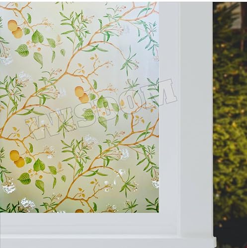 Image of WISDOM Lupin Flower Window Glass Frosted Film Sticker for Home /Office Decorative Film 24x75