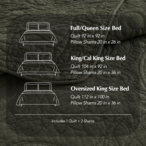 EVERGRACEHOME 100% Cotton Paisley Quilt Set, Oversized King, Olive Green by EverGrace - Used condition - Image 8