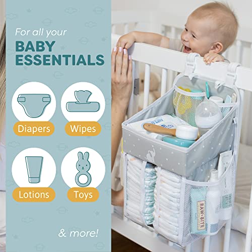Cradle Star Hanging Diaper Caddy Organizer - Diaper Organizer Caddy With Multiple Pockets - Baby Organizer For Nursery Accessories - Changing Table Organizer And Diaper Storage - 17X9X9 In - Gray #TOP1