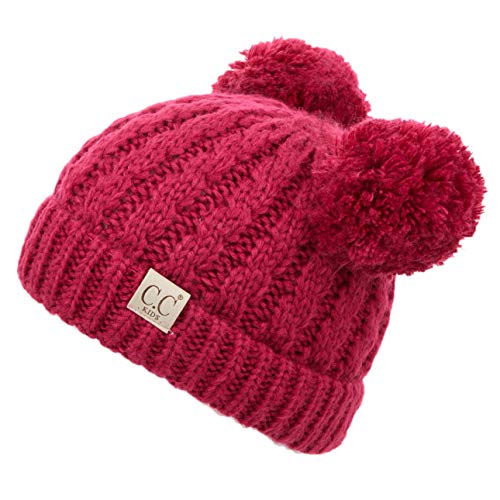 Image of C.C Exclusives Children Kid Double Pompom Knitted Beanie for Kids Ages 2-5 (KID-23)(KID-24)(KIDS-2055)