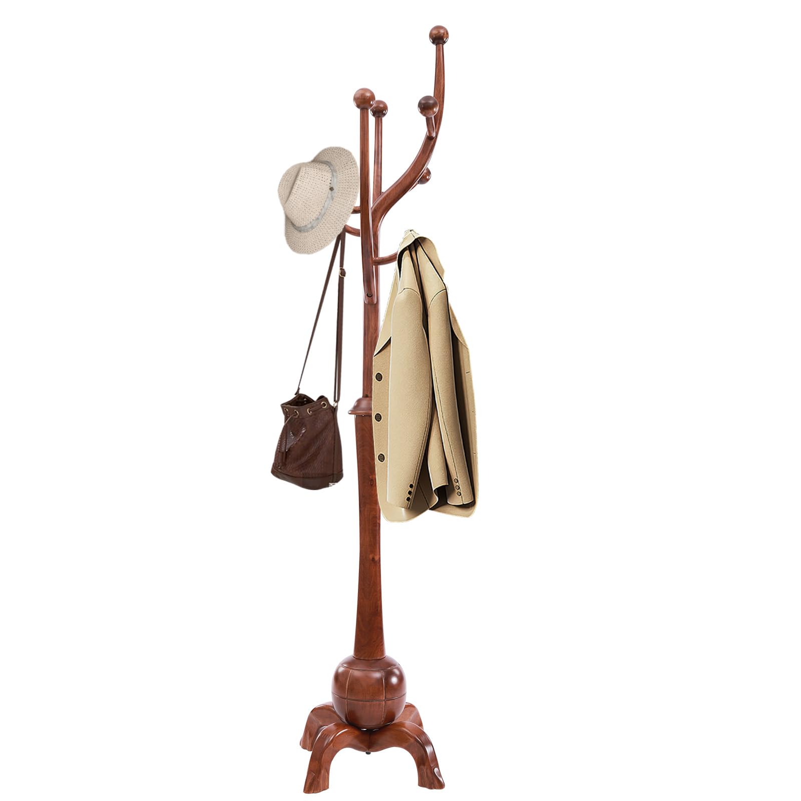 Amazon.com: Shikiy Coat Tree Freestanding Wood Tree Rack, Heavy Duty ...
