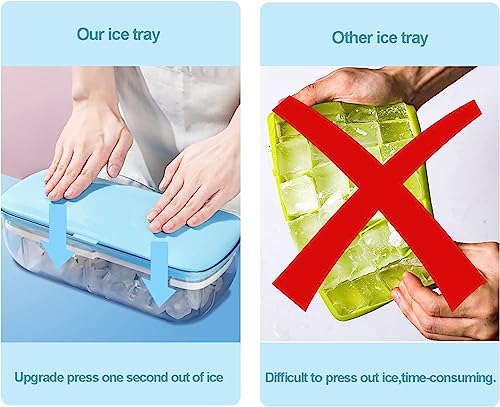 Image of Ice Cube Molds with Lid,Big Silicone Ice Cube Tray for Whiskey,2Inch Square Ice Cube Tray,Easy-Release Ice Mold,Giant Ice Cubes for Bourbon Cocktail (1, Blue-48)
