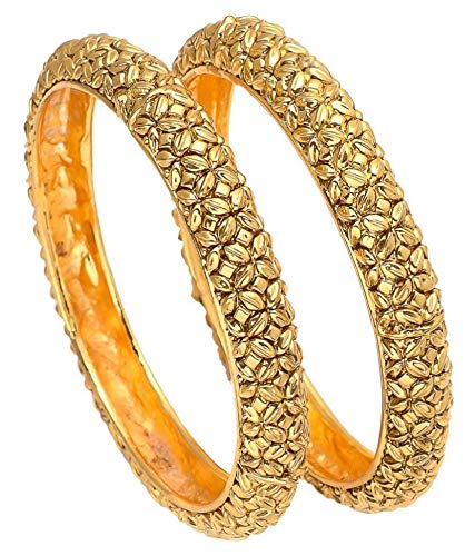 Jewar Mandi Delicate Design Handcrafted 2.6 Inches Gold Plated Bangle Set for Women- Set of 2 7883 (B0781V96JH) Amazon Price History, Amazon Price Tracker
