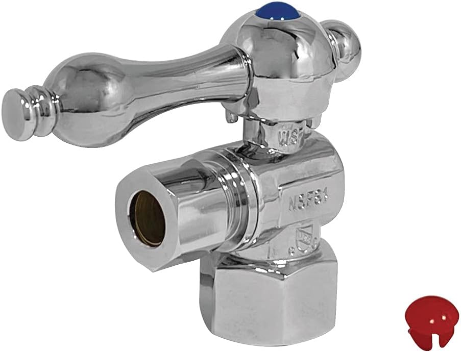 Kingston Brass CC43106 Quarter Turn Valve (1/2" FIP X 3/8" O.D. Compression), Polished Nickel