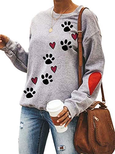 Dog Mom Tops for Women Love Dog Apparel Heart Novelty Shirts Hoodie Paws I Love Dogs Tshirt
