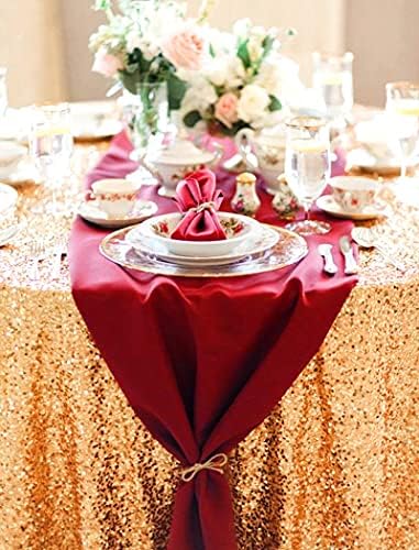 6 Pack Satin Table Runner 12x108 inch Burgundy Silk Table Runner Romantic Wedding Table Runners for Rectangle Round Tables Wedding Birthday Party Bridal Baby Shower Table Decoration