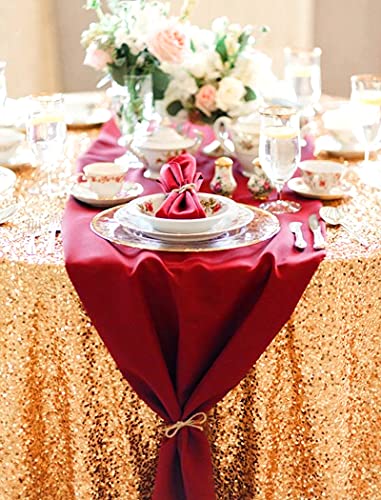 Lokume 12 Pack Burgundy Satin Table Runner,12 X 108 Inch Long Premium Smooth Table Runner For Wedding, Banquets, Birthday, Party, Graduation, Engagements,Table Runners Fit Rectangle And Round Table #TOP6