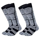 Tofern 2 Paare Skisocken Damen Herren Warme Kompressionsstrümpfe Wintersport Schweißabsorbierende Thermo-Kniestrümpfe Dick Robust für Klettern, Skifahren, Snowboarden, Reisen