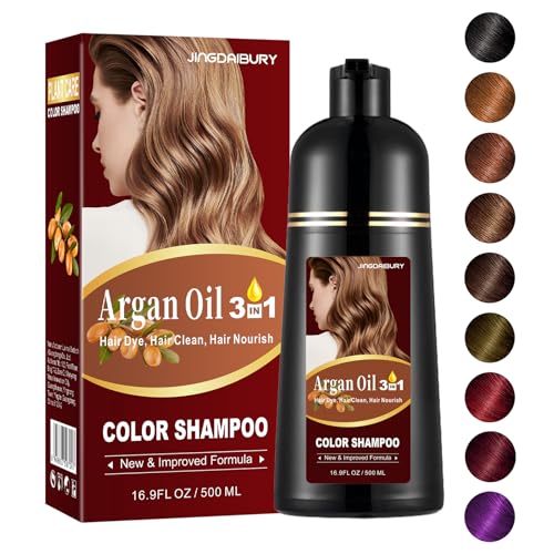 Wine Red Hair Dye 16.9 Fl Oz, Argan Oil Hair Shampoo, 3 in 1 Hair Dye Shampoo, Easy To Use, Semi-Permanent Hair Color Shampoo (Wine Red)