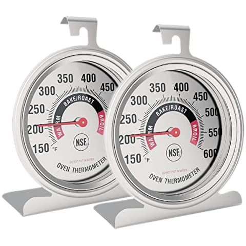 Efeng Large in Oven Thermometer for Electric or Gas Oven (2 packs) -Large Hook Baking Thermometer,Cooking Thermometer with NSF quality & non fading color dial oven safe after long time cooking Cover