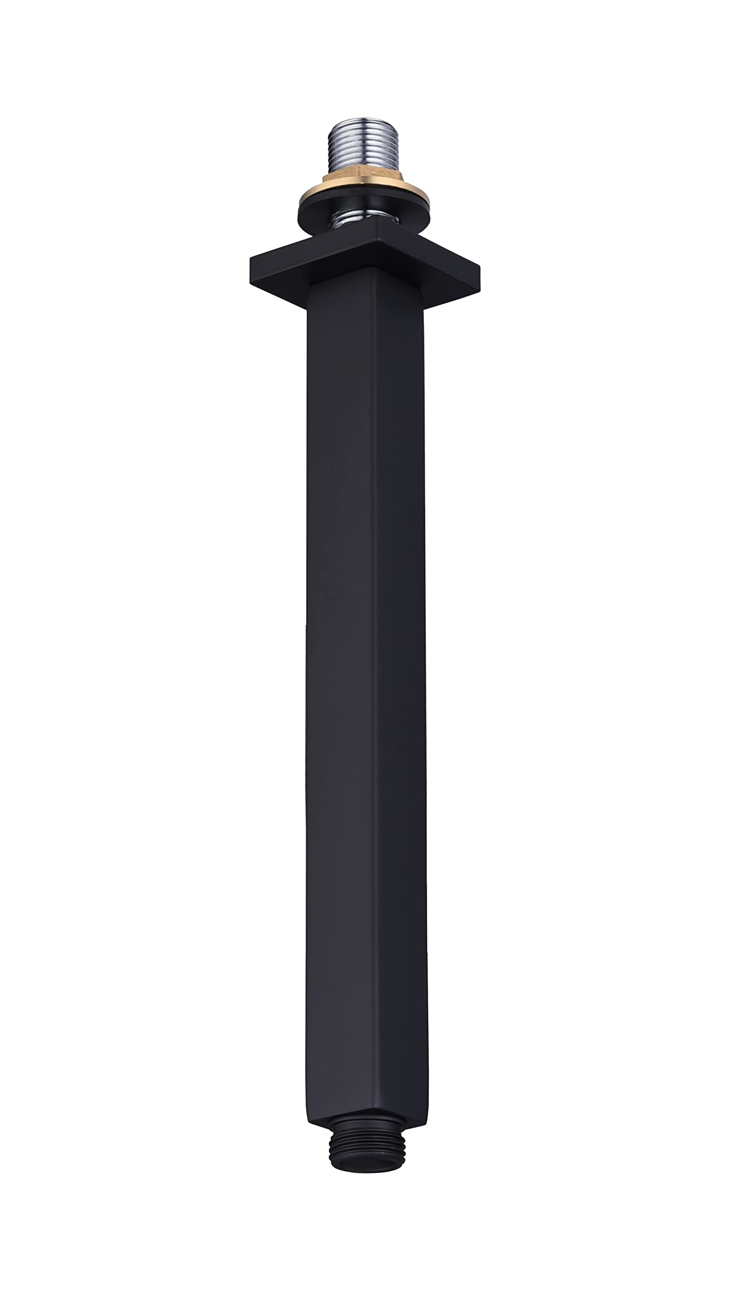 Keenware KSA-185 Square Overhead 250mm Brass Shower Head Ceiling Outlet Arm: Black
