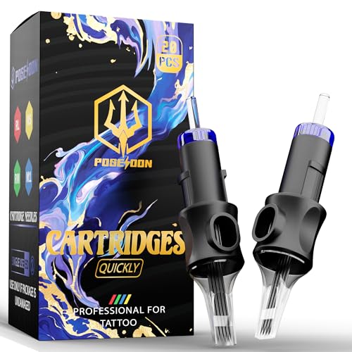 Image of Poseidon 20PCS Tattoo Cartridge Needles #10 (7M1) Standard Magnum Tattoo Needles with Membrane Professional Disposable and Safety Tattoo Needles for Tattoo Pen