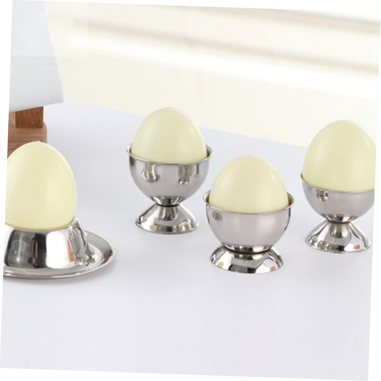 FUNOMOCYA 3pcs Creative Egg Cup Egg Holder Stainless Steel Egg Rack Egg Tray Silver
