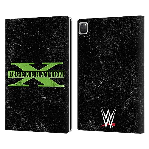 Head Case Designs Officially Licensed WWE Logo D-Generation X Leather Book Wallet Case Cover Compatible with Apple iPad Pro 12.9 2020/2021/2022