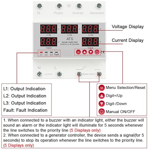 Relais de transfert ATS triphasé 3P+N inverseur source automatique réglable 63A 100A - 4