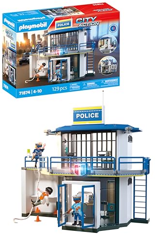 Playmobil | Action Heroes | Police Station with Investigation Room | Action-packed police toy | Encourages creativity & detective skills | For children aged 4 and over | 71874 Playmobil | Action Heroes | Police Station with Investigation Room | Action-packed police toy | Encourages creativity & detective skills | For children aged 4 and over | 71874