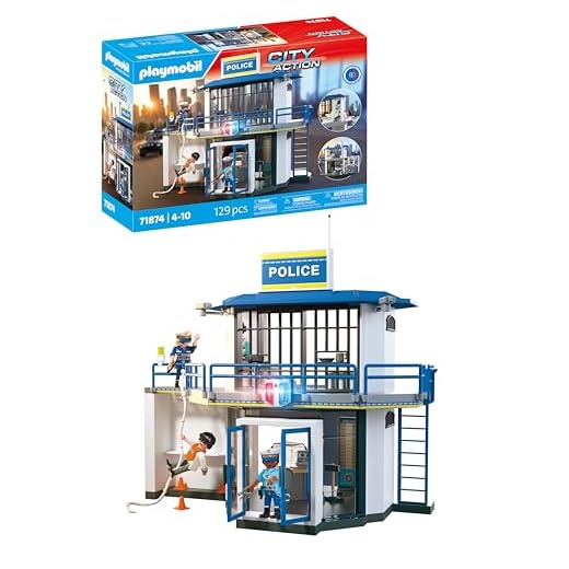 PLAYMOBIL Police Station with Investigation Room Set da gioco con statuine, Stazione di polizia con sala interrogatori