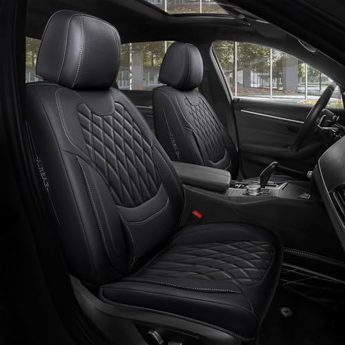 FREESOO Car Seat Covers Full Set Faux Leather Universal Fit Black...