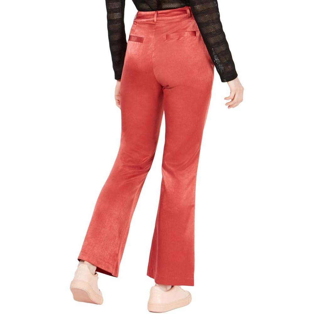 MOON RIVER Womens Satin Bootcut Dress Pants Red XS at Amazon