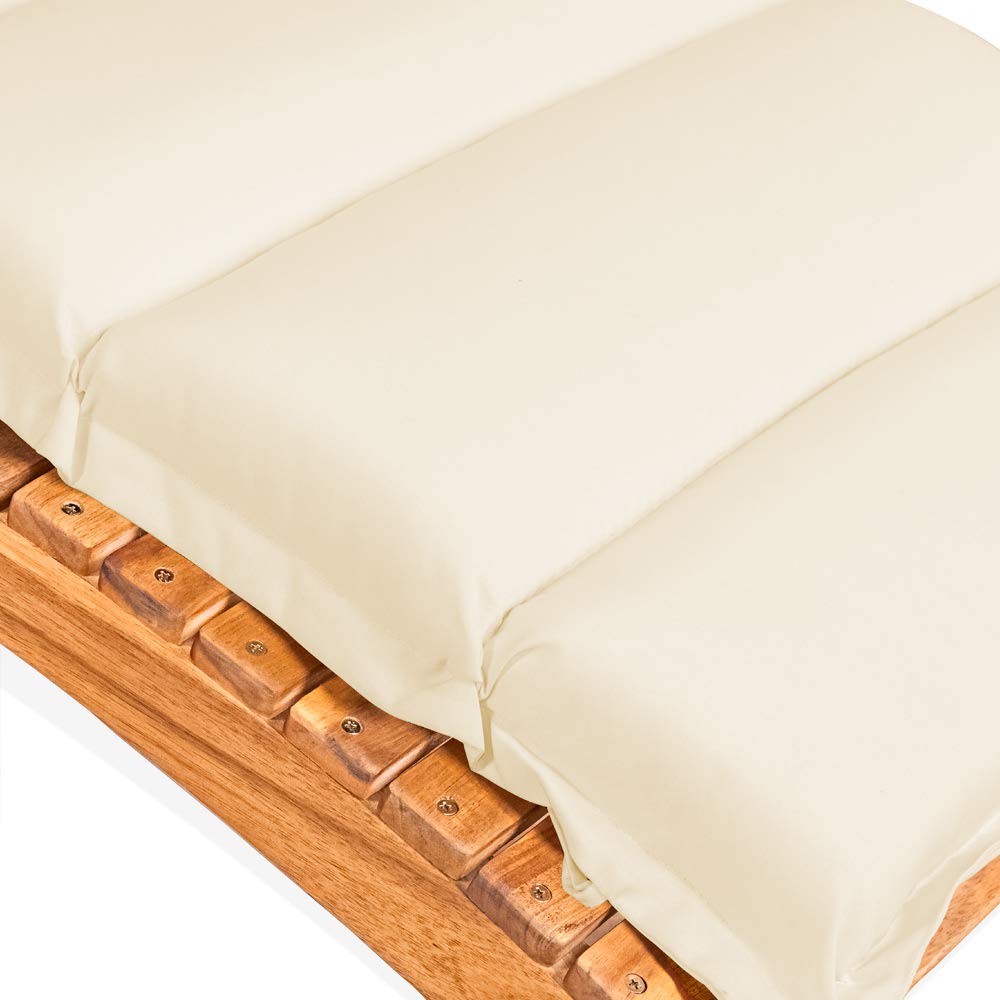 Detex Coussin pour Chaise Longue crème rembourré 7 cm d'épaisseur Oreiller Inclus avec Sangles Coussin pour Bain de Soleil