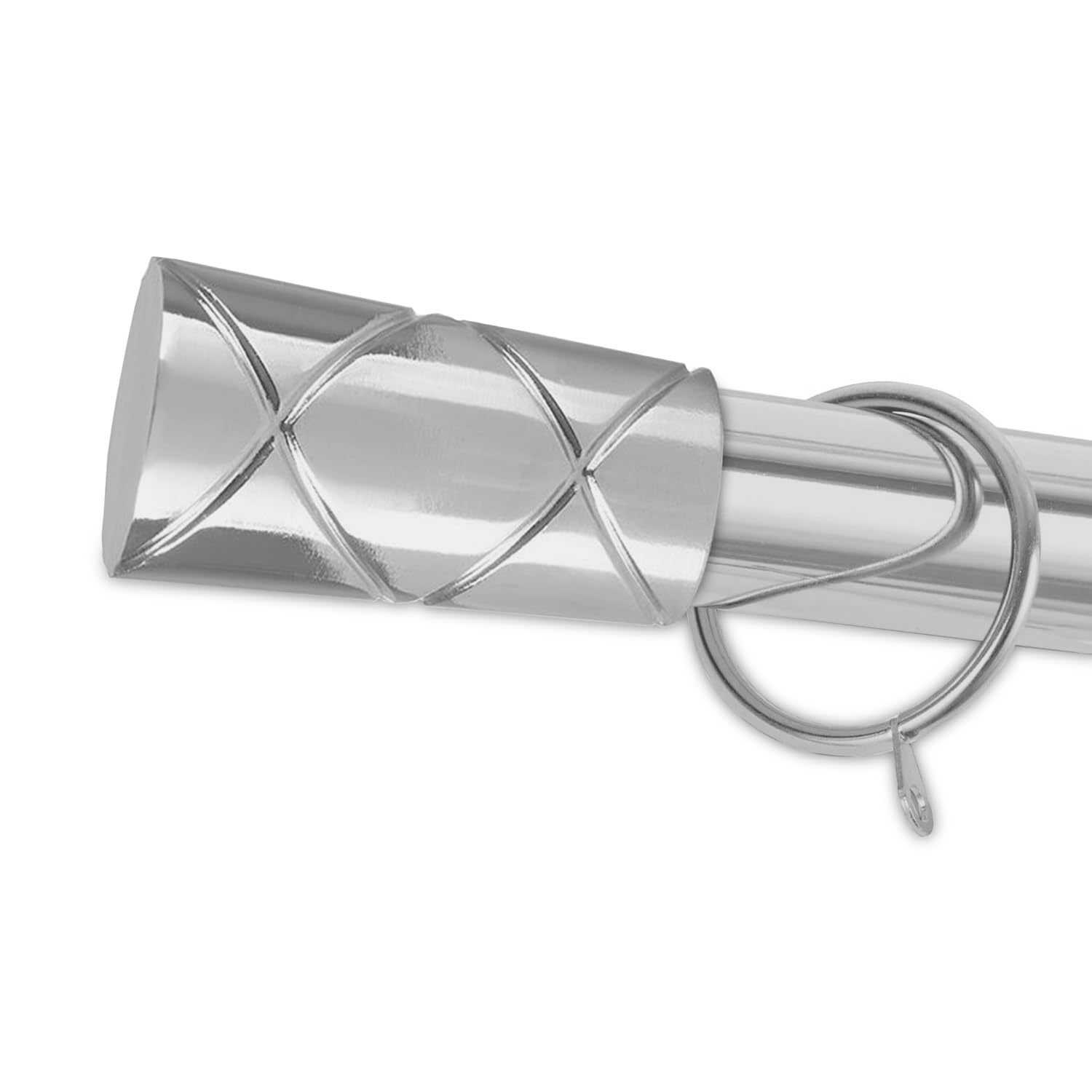Hafaa Cylinder Chrome Extendable Curtain Poles For Eyelet Curtains 160-300Cm Chrome Cylinder Adjustable Curtains Rod With Finials, Rings, Brackets & Fittings Set