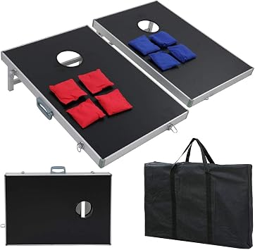 4 X 2FT / 3 X 2FT Portable Bean Bag Cornhole Game Set with 8 Bean Bags and Carrying Case