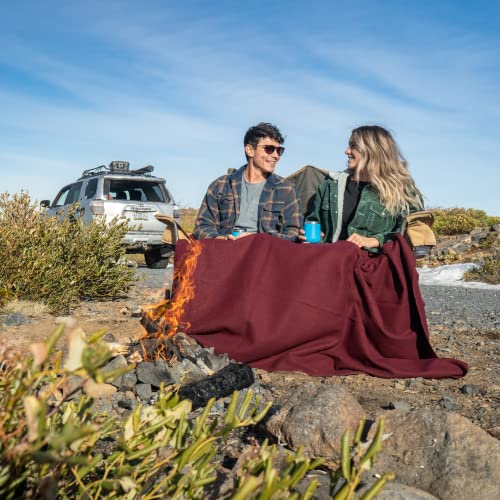 Image of Arcturus Military Wool Blanket, Warm, Thick, Washable Wool Blanket for Camping, Outdoors, Tailgating, Stadium, Picnic, Hunting, Travel & Bushcraft Survival Gear, Large, 64 inch x 88 inch, 4.5 lb, Wine