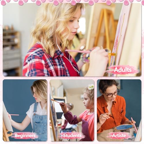 OWill 30 PCS Paint Brush Set, Nylon Professional Artist Paint Brushes for Acrylic Painting, Oil Painting, Watercolor Painting,Face Painting, Small Acrylic Paint Brushes for Artists, Adults, Kids(Pink) 7 OWill 30 PCS Paint Brush Set, Nylon Professional Artist Paint Brushes for Acrylic Painting, Oil Painting, Watercolor Painting,Face Painting, Small Acrylic Paint Brushes for Artists, Adults, Kids(Pink) - Image 7