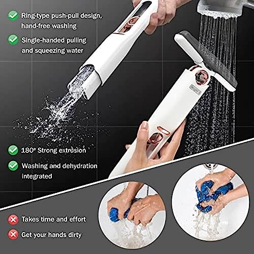 Image of QONETIC Mini Mop for Kitchen with Sponge Portable Mini Mop Self Squeeze Strong Absorbent Magic Wiper for Kitchen Small Wet & Dry Use for Bathroom Wall Glass Car Table Home Mini MOP Random (TF -112)