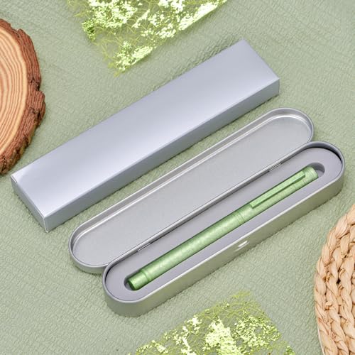 Image of Hongdian 1851 Forest Fountain Pen Applegreen Ice Flowers, Blade Nib Classic Design Calligraphy Pen with Converter and Metal Pen Case