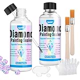 Diamond Painting Versiegelung, 200ml Diamond Painting Kleber Mit Dauerhaftem Halt und Glanzeffekt zum Fixieren von Diamanten, Perfekt als Diamond Paintings & Puzzle Zubehör Transparent, Mit 2 Pinseln