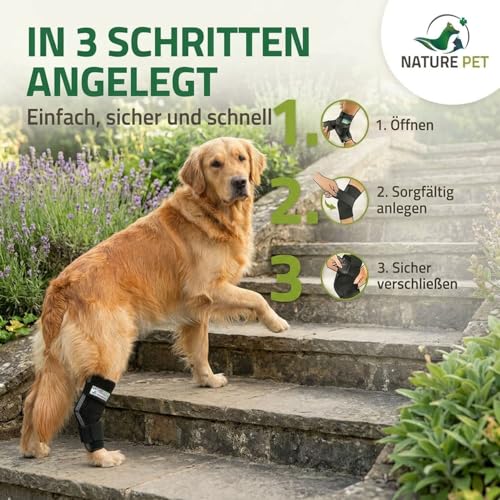 Nature Pet SPRUNGGELENK BANDAGE HUND HINTERBEIN – Sprunggelenk Bandage mit Leckschutz Hund – verstellbare Tarsal-Stulpen für Hunde zur Stabilisierung & Schutz des Hinterbeins – 135° Winkel – XS 2