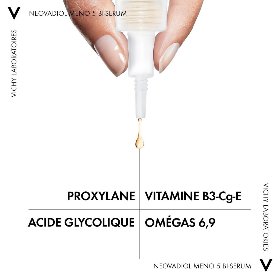 Vichy - NEOVADIOL - Bi-Sérum Méno 5 - Sérum Anti-âge - Enrichi en Proxylane et Niacinamide - Soin Visage Qui Nourrit et Redensifie la Barrière Cutanée - Pour Peaux Matures