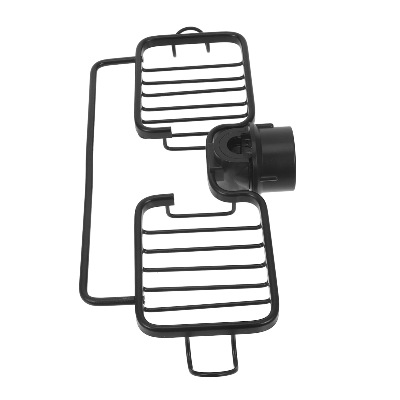VALICLUD Porta Spugne per Rubinetto Cucina in Alluminio Nero, con Barra per Panni e Design Drenante, Organizer Lavello Multiuso per Cucina e Fai-da-Te