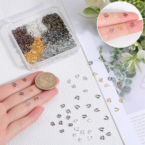 SOFPLATE 1 Box 1200Pcs 6 Colors Wire Guardians Thread Wire Guard Brass Protector Loop U Shape Protective Tube Wire Guardian Loop Findings for Earring Bracelet Necklace jewellery DIY Beading Craft Maki - Image 3